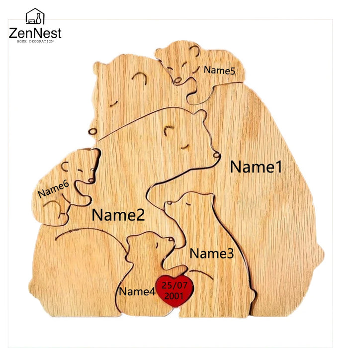 Personalized Wooden Bear Family Puzzle