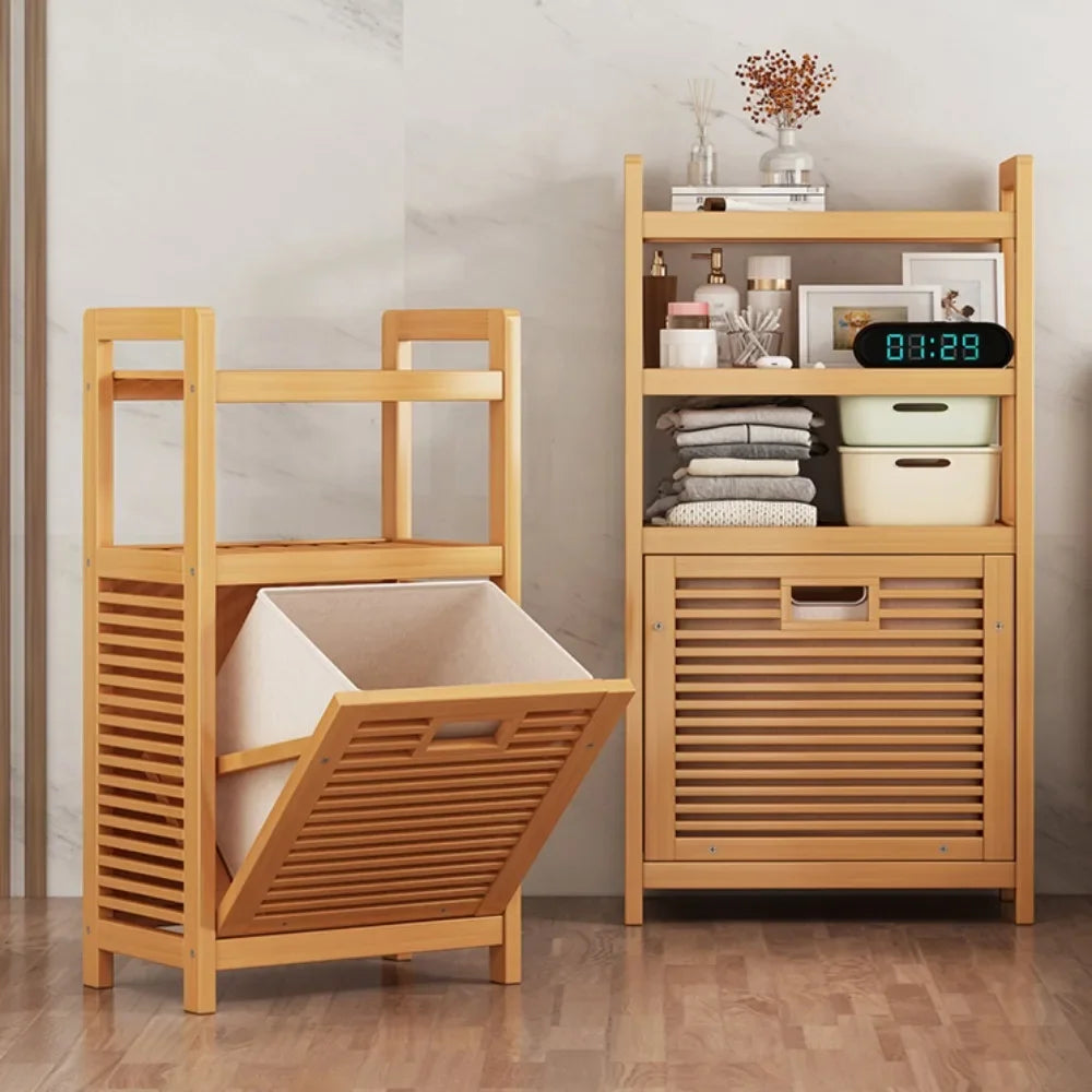 Bamboo Laundry Hamper with Shelf