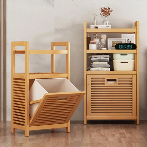 Bamboo Laundry Hamper with Shelf