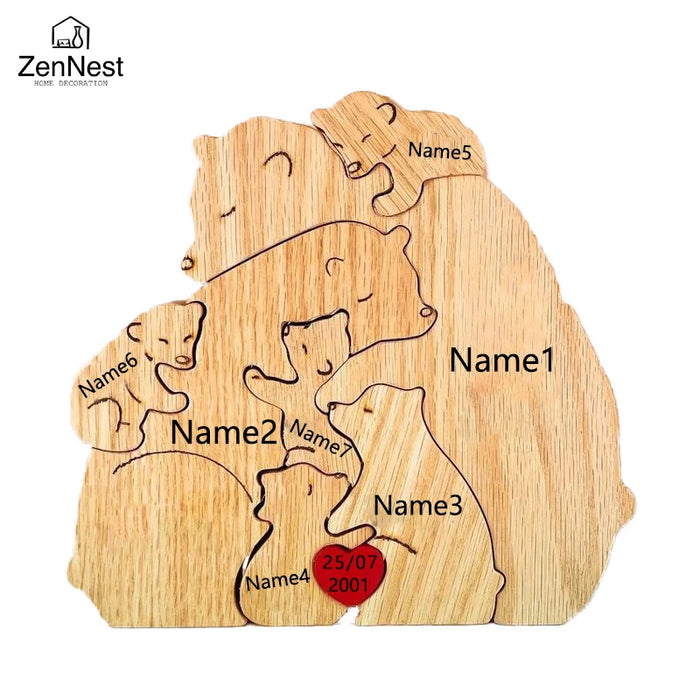 Personalized Wooden Bear Family Puzzle