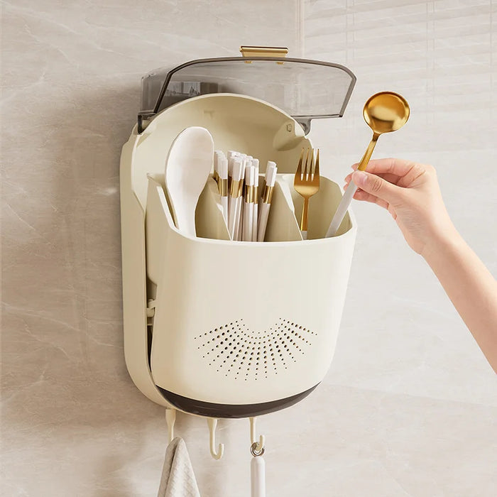 Wall-Mount Kitchen Cutlery Storage Box