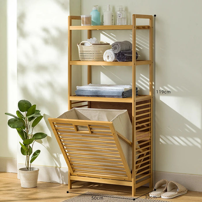 Bamboo Laundry Hamper with Shelf