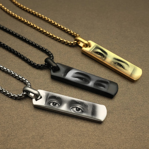 Personalized Eye Photo Necklace Engraved Pendant for Her.
