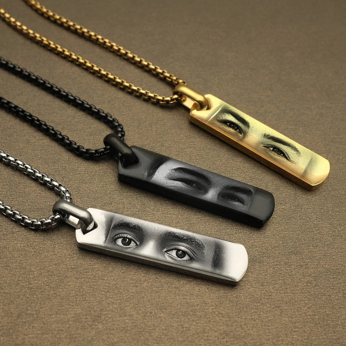 Personalized Eye Photo Necklace Engraved Pendant for Her.