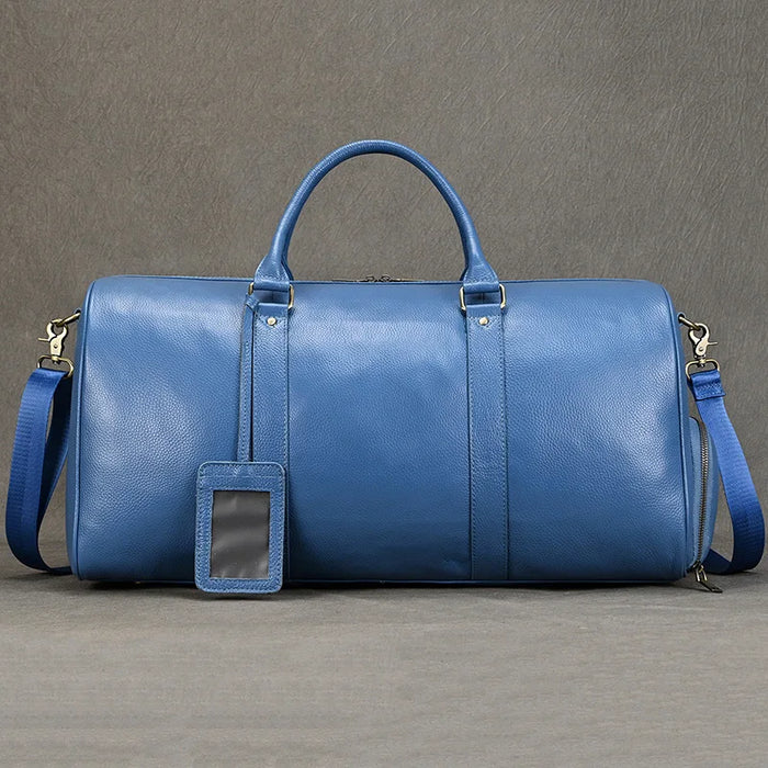 Big Capacity Genuine Leather Travel Bags Men Women Soft Black Cowhide Casual Travel Duffel High Quality Cow Leather Shoulder Bag