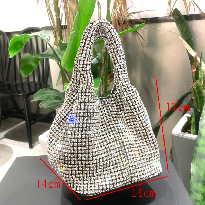 Shiny Crystal Clutch purse bucket Shoulder bag