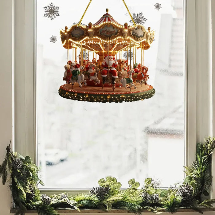 2D Santa Carousel Christmas Hanging Ornament