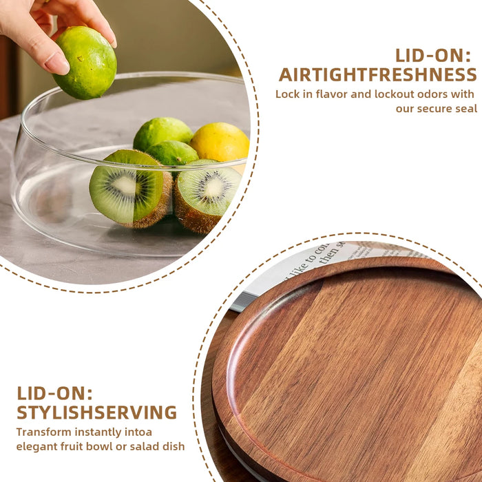 Creative Glass Food Storage Containers with Airtight Wooden Lid