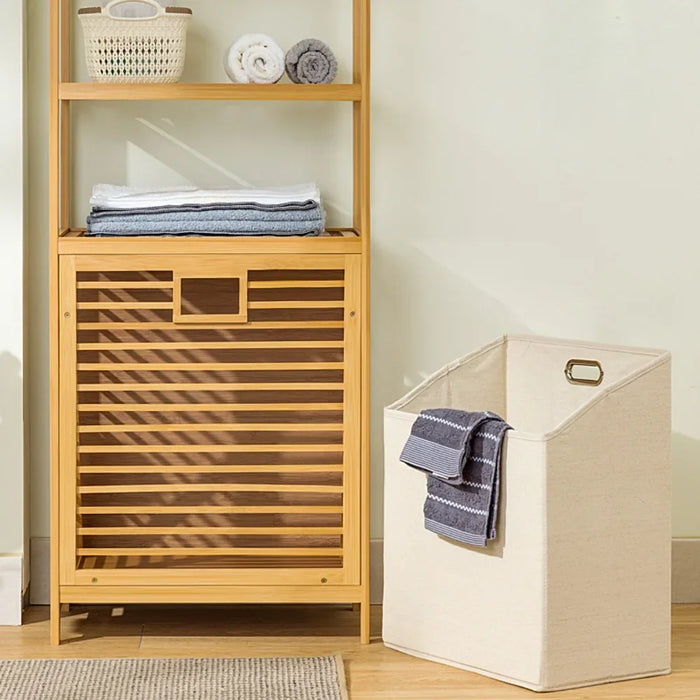 Bamboo Laundry Hamper with Shelf