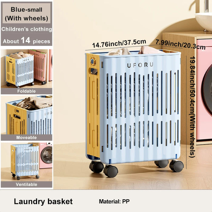 Medium/Large Foldable Laundry Hamper Spacious Portable with Wheels for Mobility