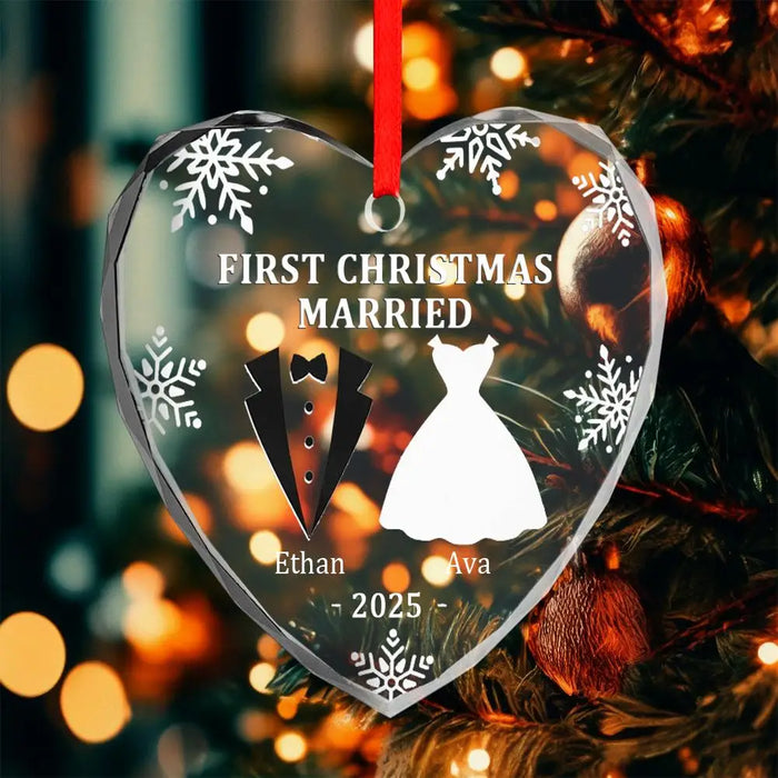 Custom First Christmas Glass Ornament Personalized Keepsake Gift