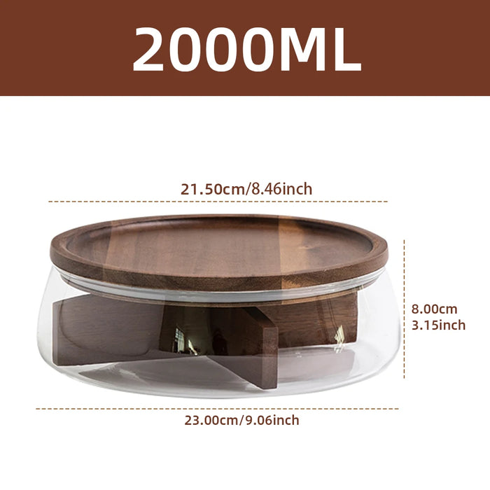 Creative Glass Food Storage Containers with Airtight Wooden Lid