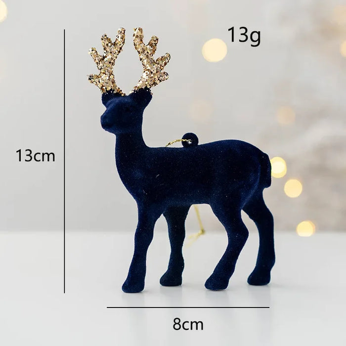 Christmas Pink Flocked Deer Ornament