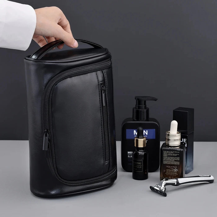 High Quality Travel Toiletry Bag For Women Men Retro PU Leather Cosmetic Bags Female Waterproof Travel Makeup Bag