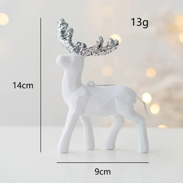Christmas Pink Flocked Deer Ornament