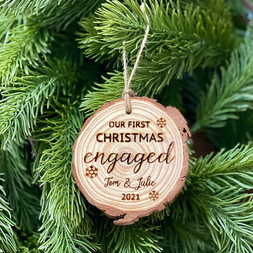 Personalized First Christmas Engaged Ornament