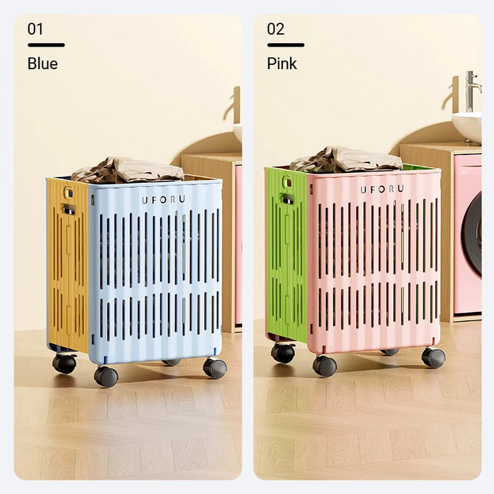 Medium/Large Foldable Laundry Hamper Spacious Portable with Wheels for Mobility