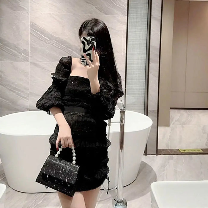 Gold Bright Silk Evening Bag Women Elegant Banquet Clutch Pearl Chain Shoulder Bags Luxury Purse Female Wedding Party Handbags
