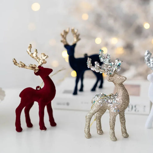 Christmas Pink Flocked Deer Ornament