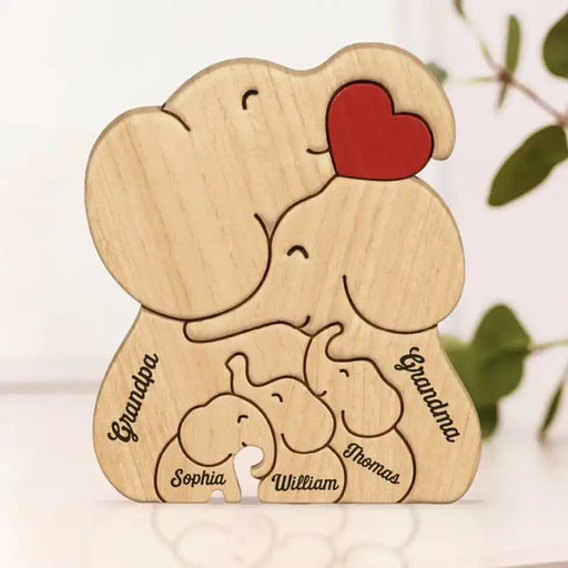 Personalized Family Elephant Wooden Puzzle
