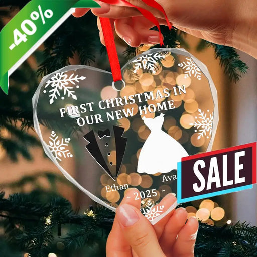 Custom First Christmas Glass Ornament.