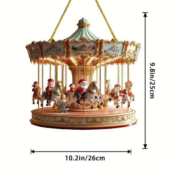 2D Santa Carousel Christmas Hanging Ornament