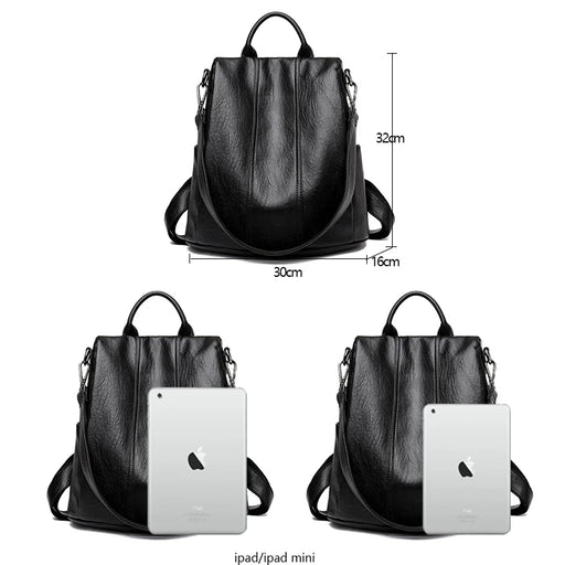 Waterproof Anti-Theft Leather Backpack