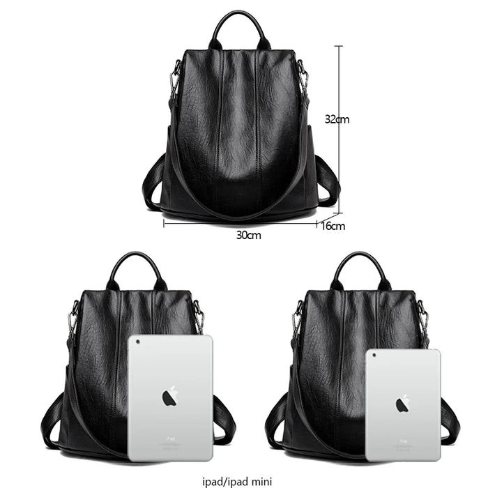 Waterproof Anti-Theft Leather Backpack