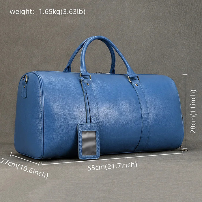 Big Capacity Genuine Leather Travel Bags Men Women Soft Black Cowhide Casual Travel Duffel High Quality Cow Leather Shoulder Bag