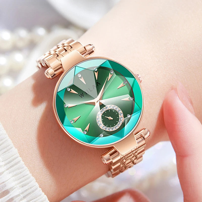 Rose Gold Fashion Women Watches 2023 Luxury Stainless Steel Rhinestone Watch Ladies Quartz Wrist Watch for Women Reloj Mujer
