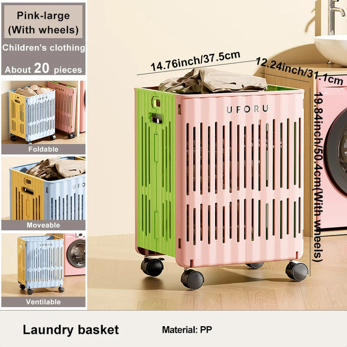 Medium/Large Foldable Laundry Hamper Spacious Portable with Wheels for Mobility