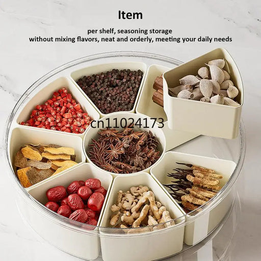 8-Grid Transparent Kitchen Seasoning Storage Box with Sealed Lid & Handle
