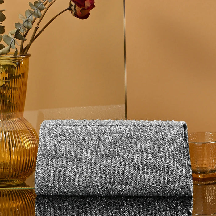 Wedding Bride Dinner Purse for Women Banquet Silver Clutch Bag Fashion Ladies Shinny Rhinestone Evening Bag