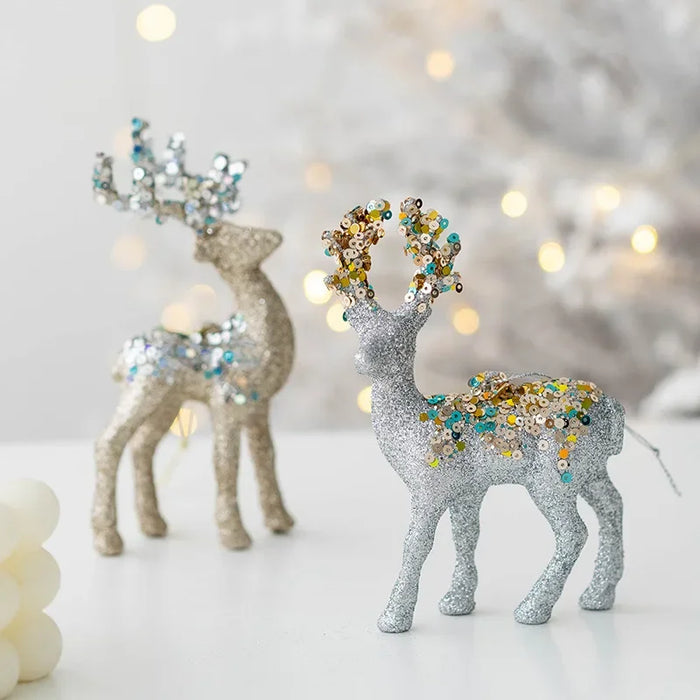 Christmas Pink Flocked Deer Ornament