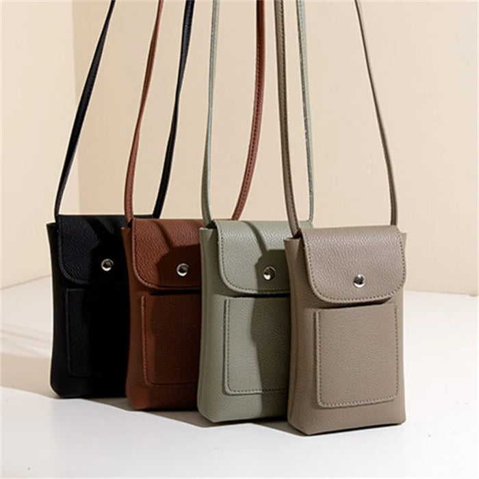 Women Soft Pu Leather Flap Crossbody Bags Fashion Versatile Phone Bag Shoulder Purses Simple Solid Wallet Handbag Travel Purse