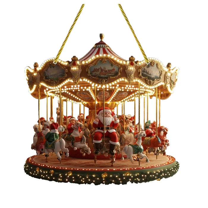 2D Santa Carousel Christmas Hanging Ornament