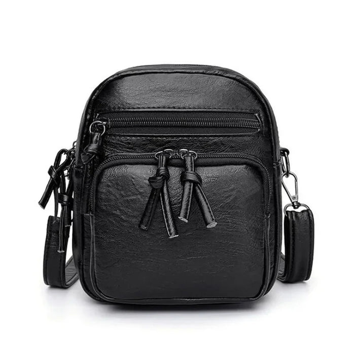 Women's New Soft Leather Texture Shoulder Bags Retro Fashion Multi Layered Large Capacity Mobile Handbags Luggage Cross Body Bag