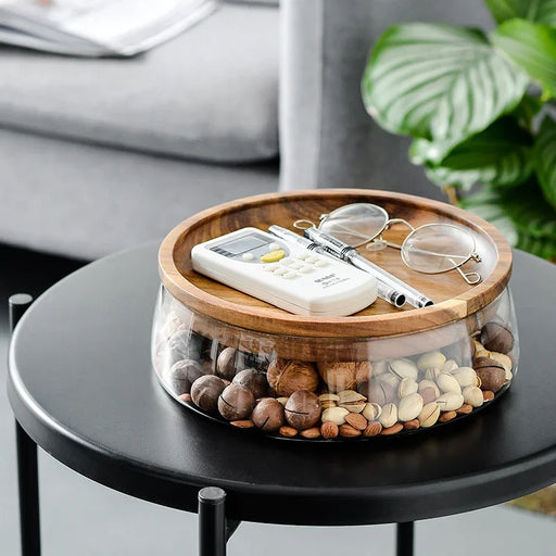 Creative Glass Food Storage Containers with Wooden Lids