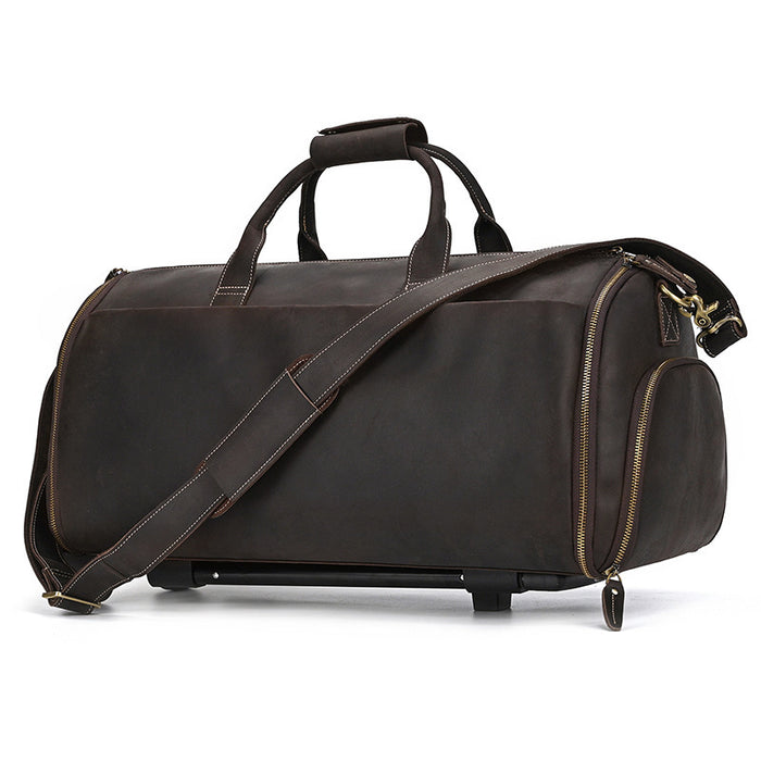 22-Inch Crazy Horse Leather Trolley Bag