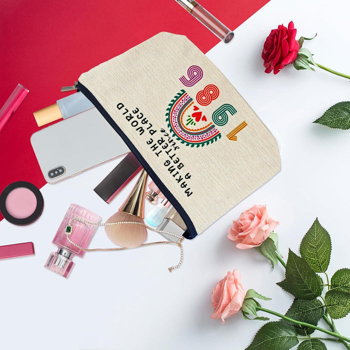 39Th Birthday Gifts for Women Her, 39Th Birthday Decorations Makeup Bags, 1986 Anniversary 39 Year Old Gift Ideas for Mom, Wife, Sister, Best Friends, Mothers Day, Small Cosmetic Travel Pouch