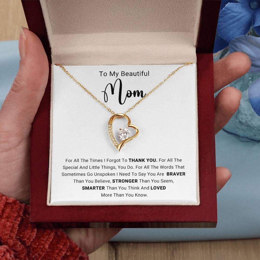 TO MY  BEAUTIFUL  MOM - HAPPY MOTHER'S DAY - FOREVER LOVE NECKLACE