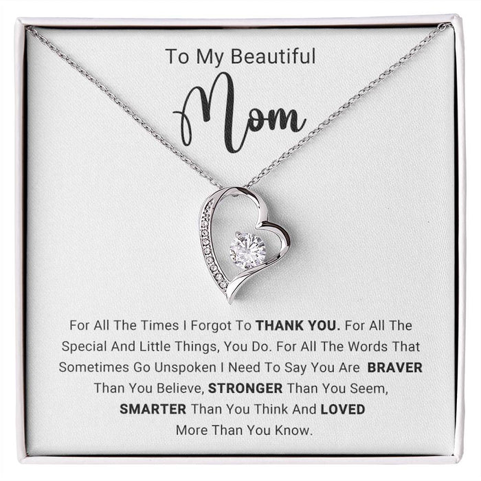 TO MY  BEAUTIFUL  MOM - HAPPY MOTHER'S DAY - FOREVER LOVE NECKLACE