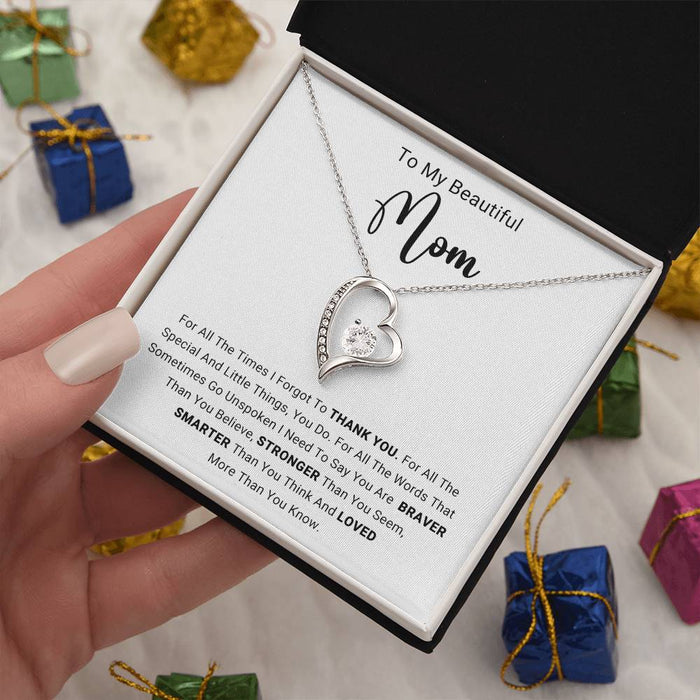 TO MY  BEAUTIFUL  MOM - HAPPY MOTHER'S DAY - FOREVER LOVE NECKLACE
