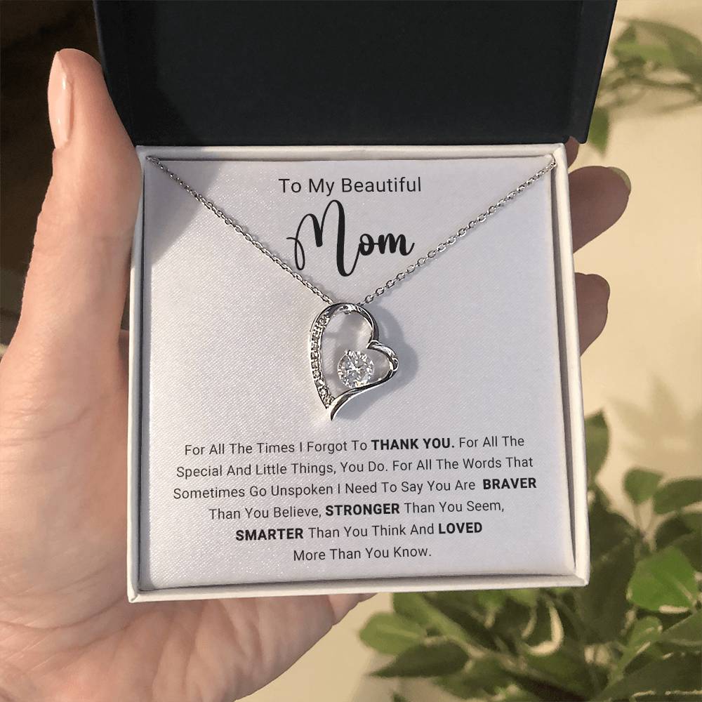 TO MY  BEAUTIFUL  MOM - HAPPY MOTHER'S DAY - FOREVER LOVE NECKLACE