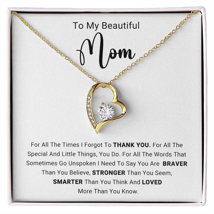 TO MY  BEAUTIFUL  MOM - HAPPY MOTHER'S DAY - FOREVER LOVE NECKLACE