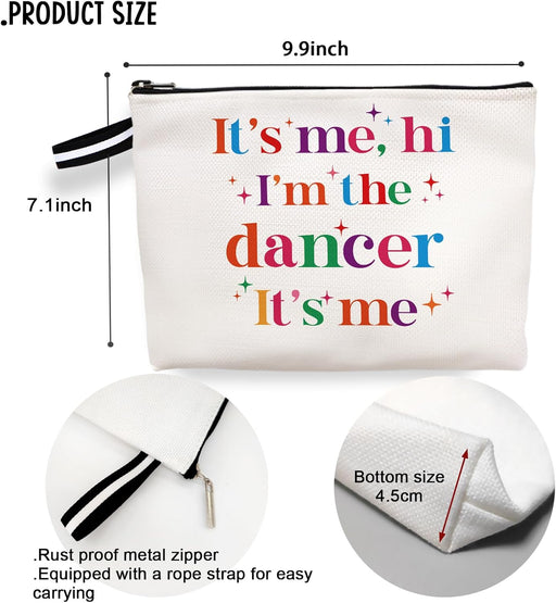 Dance Makeup Bag Gift, Dance Coach Dance Teacher Gift, Dancer Lovers Gift, Dance Cosmetic Bag for Women, Zipper Pouch Birthday Christmas Gifts, It'S Me, Hi I'M the Dancer6Jm261