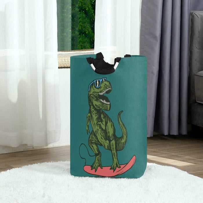 Large Storage Basket with Handles Collapsible Organizer Bin Laundry Hamper for Nursery Clothes Toys, Skateboard Dinosaur