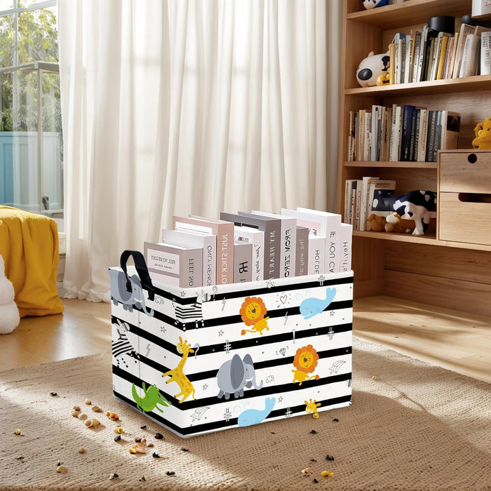 Kid Cute Nursery Storage Basket Baby Toy Clothes Storage Bin Playroom Bedroom Decor Basket(Animal Jungle)