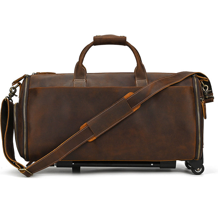 22-Inch Crazy Horse Leather Trolley Bag