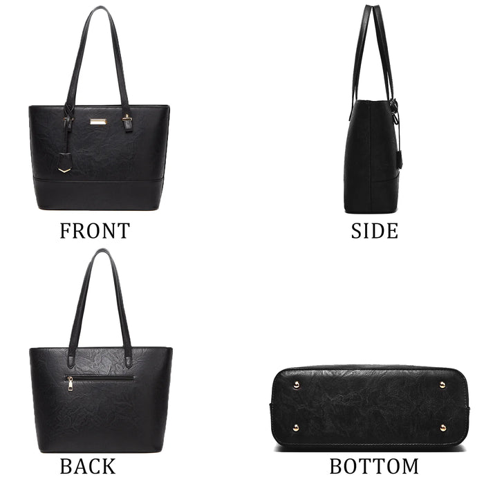 by  Women'S PU Leather Alligator Grain Fashion Handbag, Black